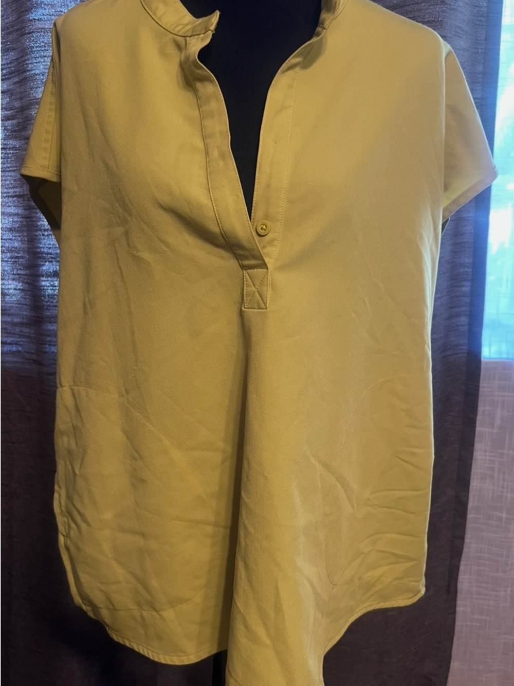 Figs Short-Sleeve Split-Neck Scrub blouse  in Lemon Yellow/ green  color